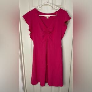 Monteau Los Angeles Pink Ruffle Tie Lightweight Mini Dress size Large